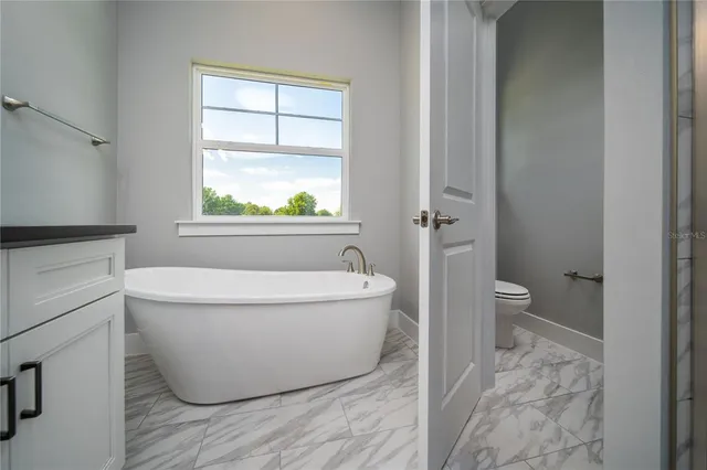 a bathroom with a toilet and a bathtub