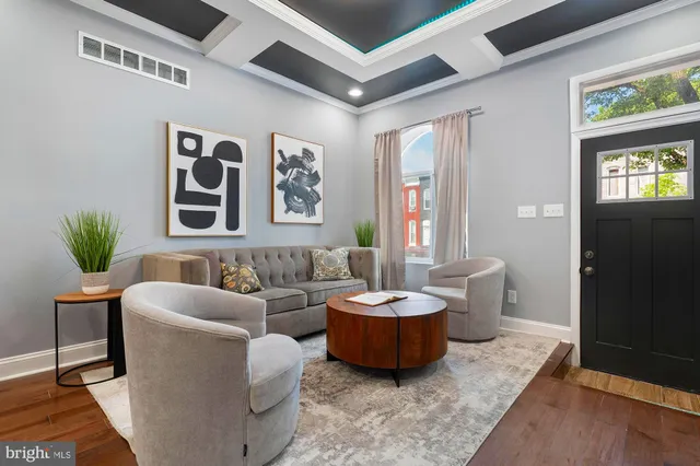 a living room with furniture