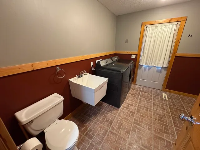 a view of a room with a window