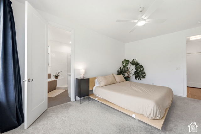 1295 North Canyon View Road Midway, UT 84049 - Photo 31 of 52 White walls, grey carpet flooring, and a ceiling fan with integrated lighting