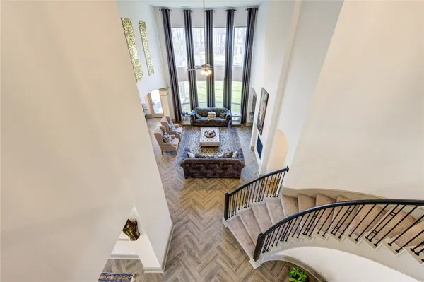 a view of balcony with furniture