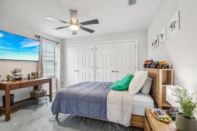 a workspace with furniture and window