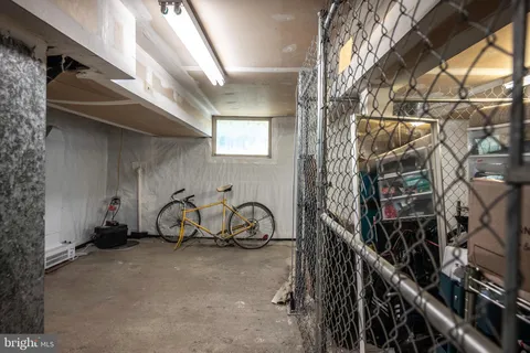 a view of a garage with a bicycle