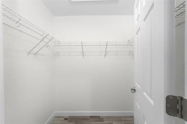 a view of small space with racks on the wall