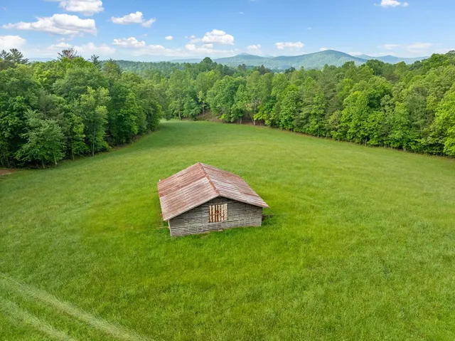 a aerial view of a house with backyard