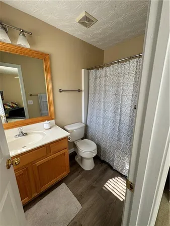 a bathroom with a toilet sink and a mirror
