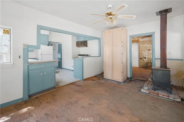 a view of a city with large trees