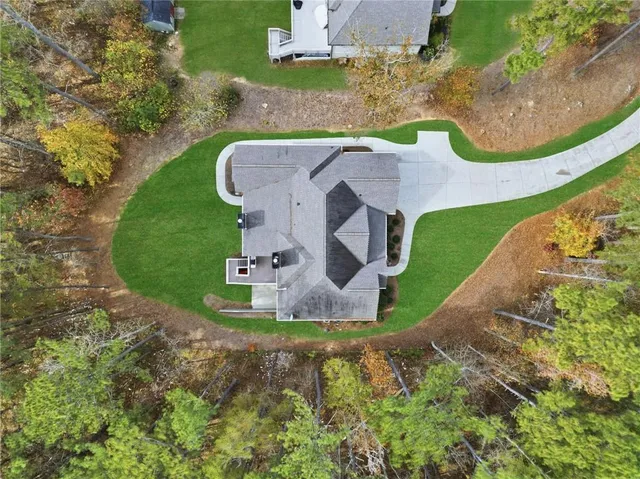 an aerial view of a house