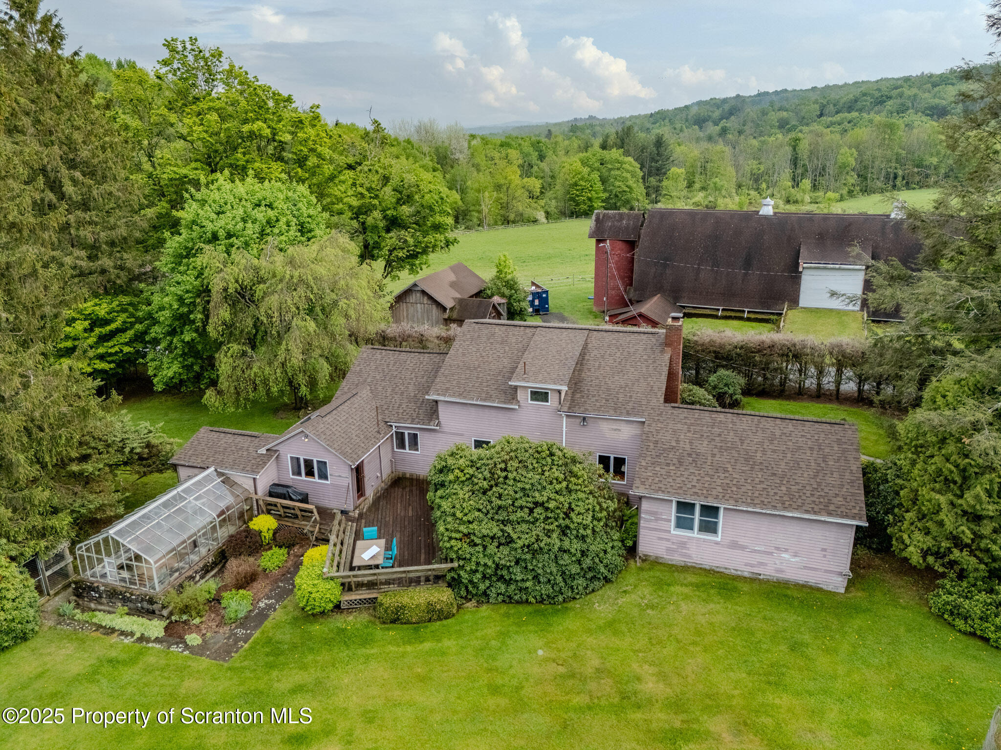105 Grimms Road Honesdale, PA 18431 - Photo 10 of 107 Main house & barn aerial view