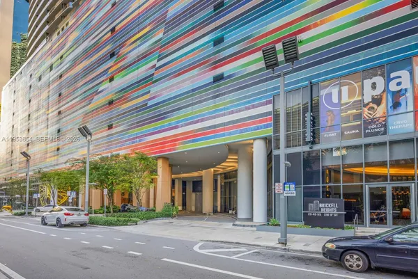 a front view of a building with street