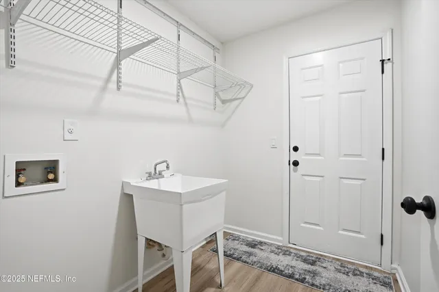 a sink and a table in a room