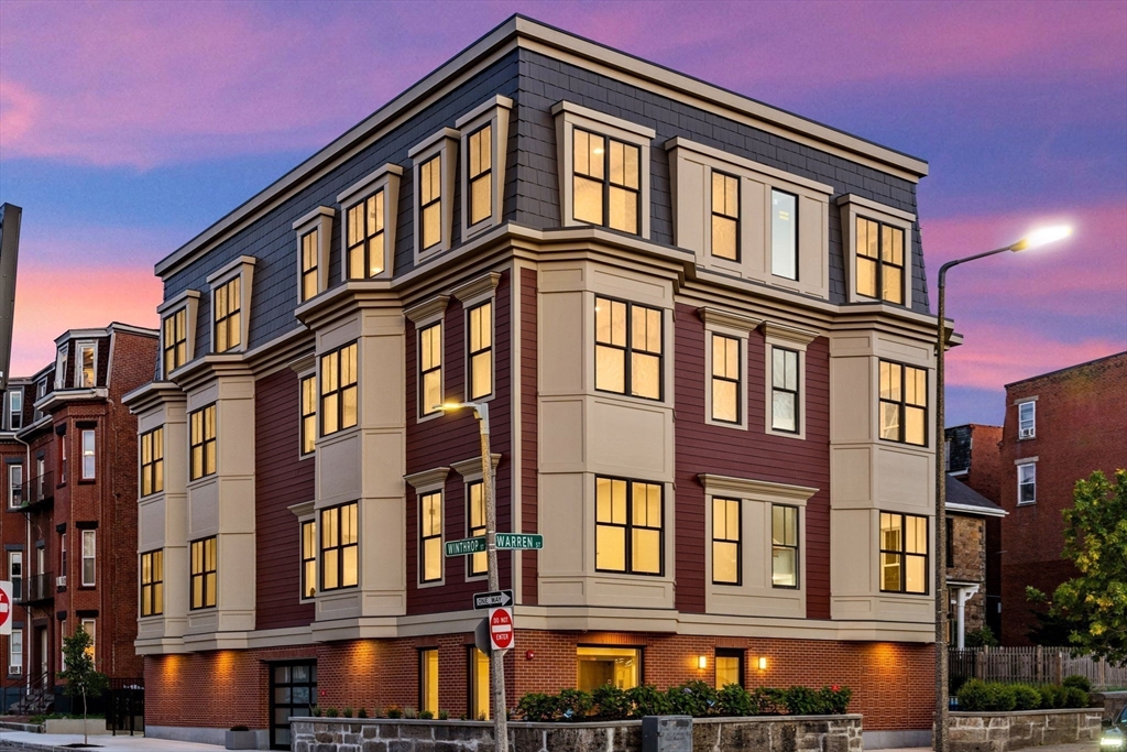 a front view of a building