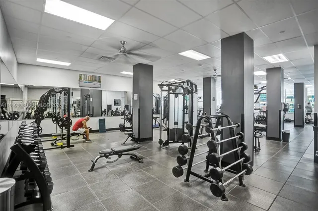 a view of a room with gym equipment