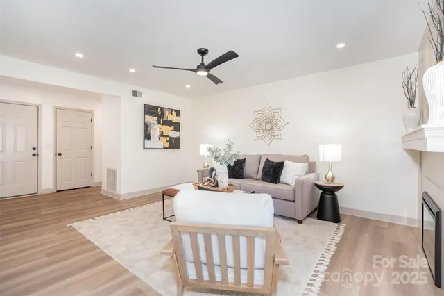 a living room with furniture