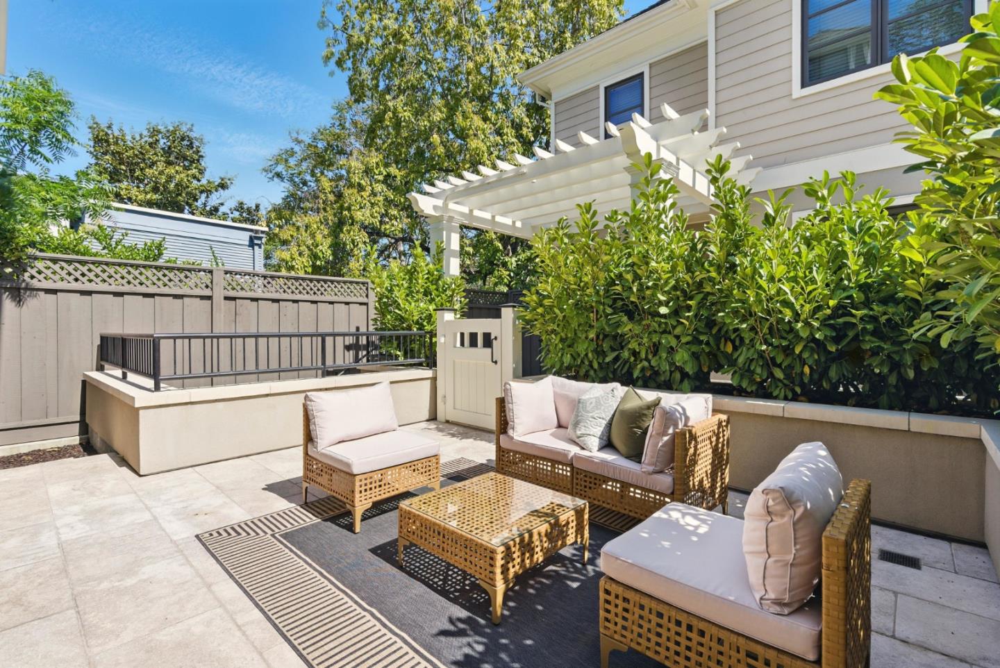 958 California Street Mountain View, CA 94041 - Photo 23 of 25 a view of a patio with couches and a potted plant on a table