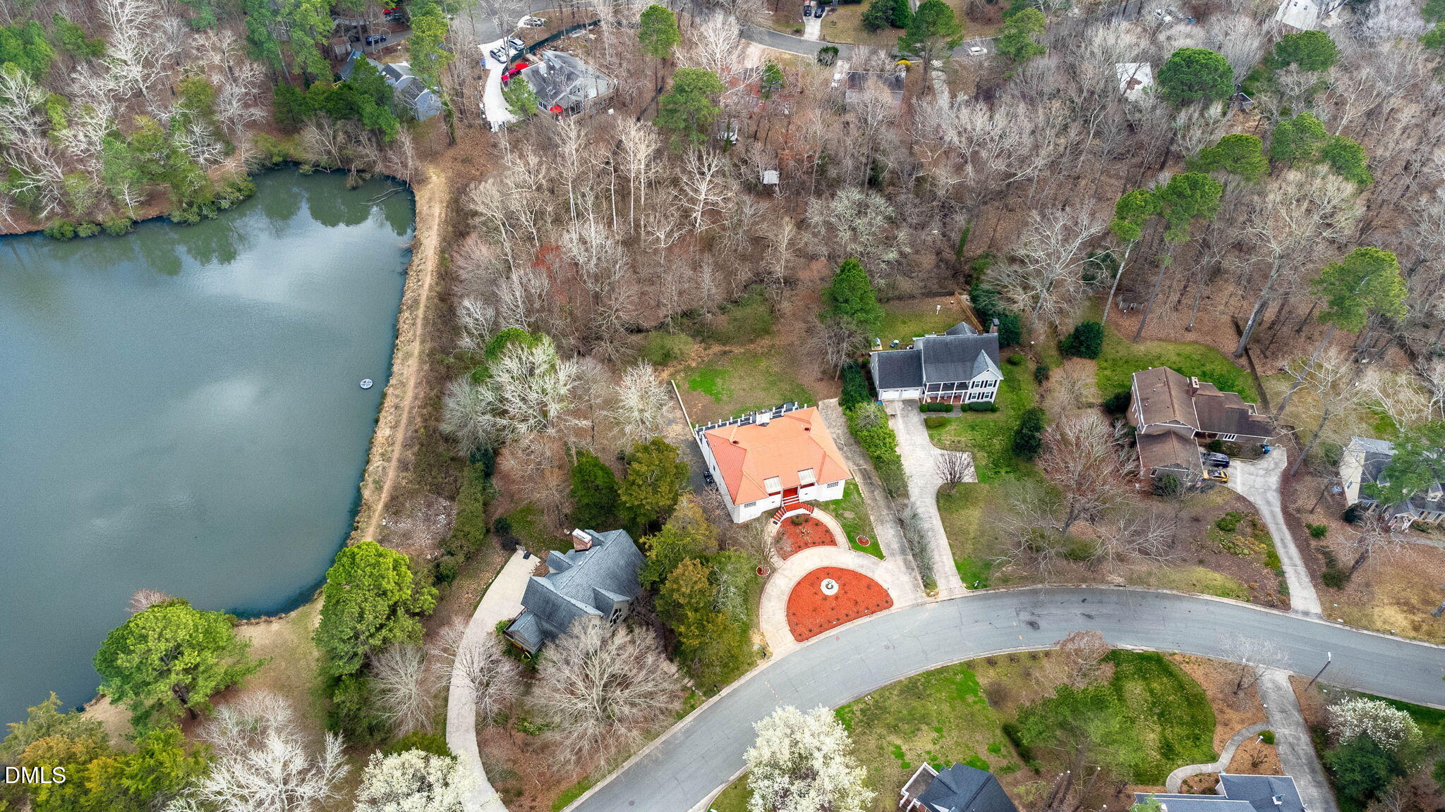 4205 Swarthmore Road Durham, NC 27707 - Photo 21 of 86 an aerial view of a house with outdoor space and lake view