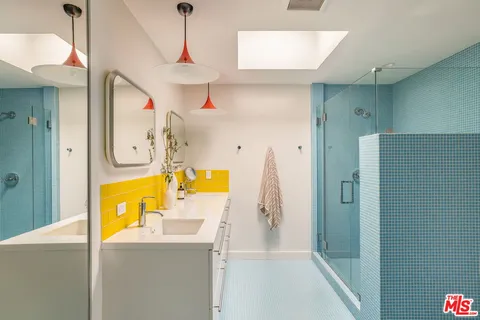 a view of a bathroom with a shower