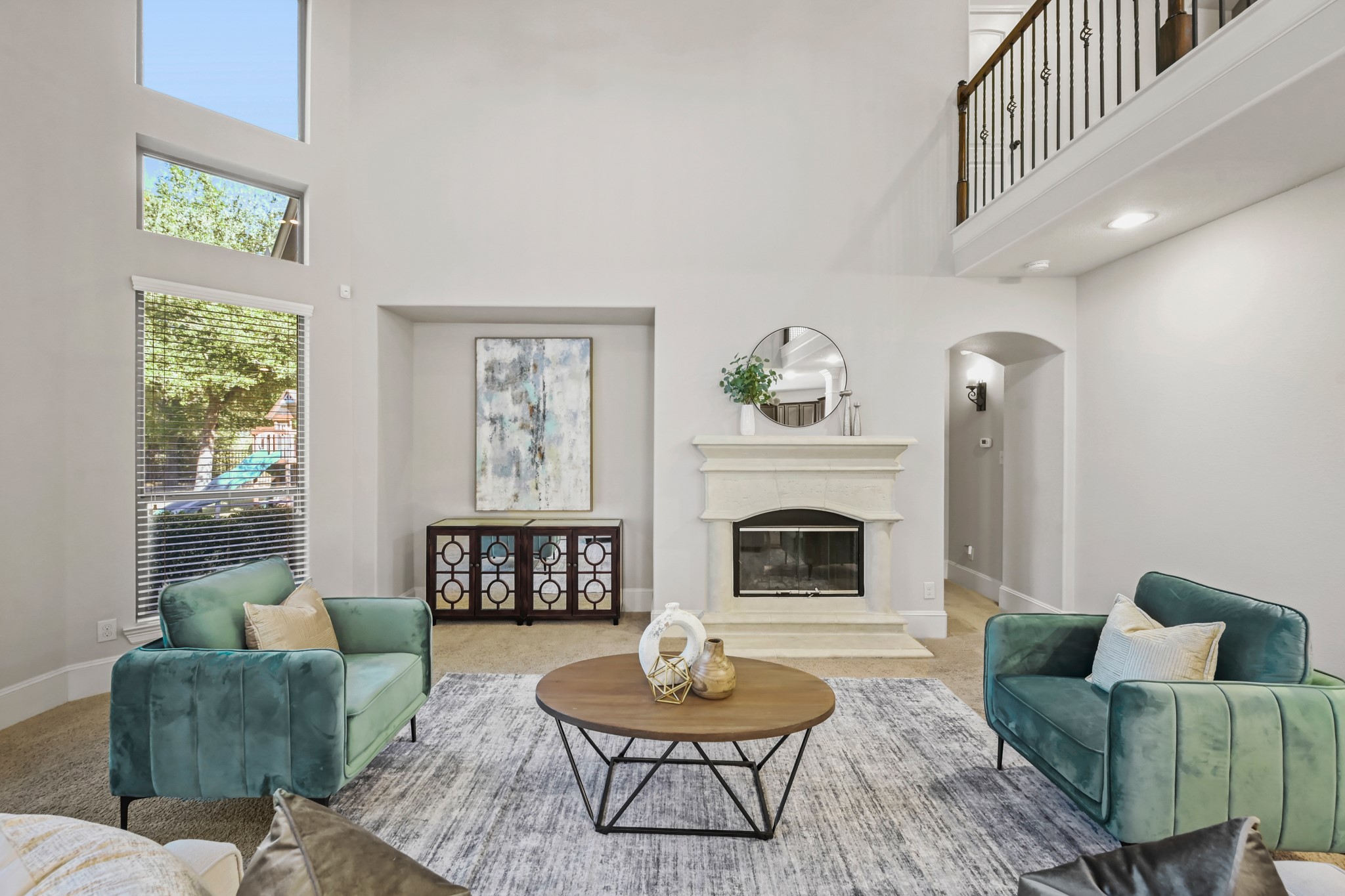 25202 Quiet Ledge Porter, TX 77365 - Photo 4 of 49 a living room with furniture a window and a fireplace