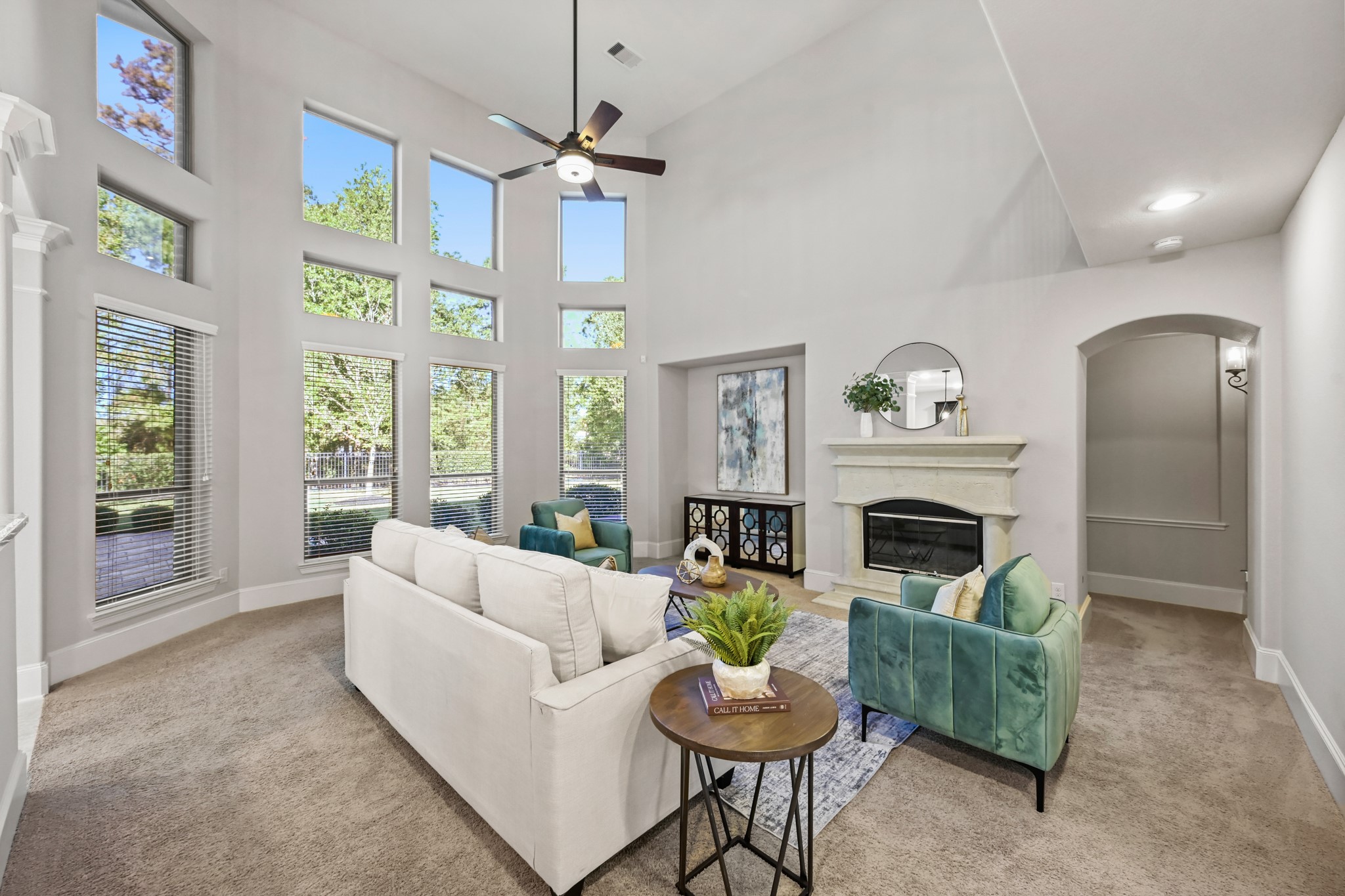25202 Quiet Ledge Porter, TX 77365 - Photo 6 of 49 a living room with furniture and a fireplace