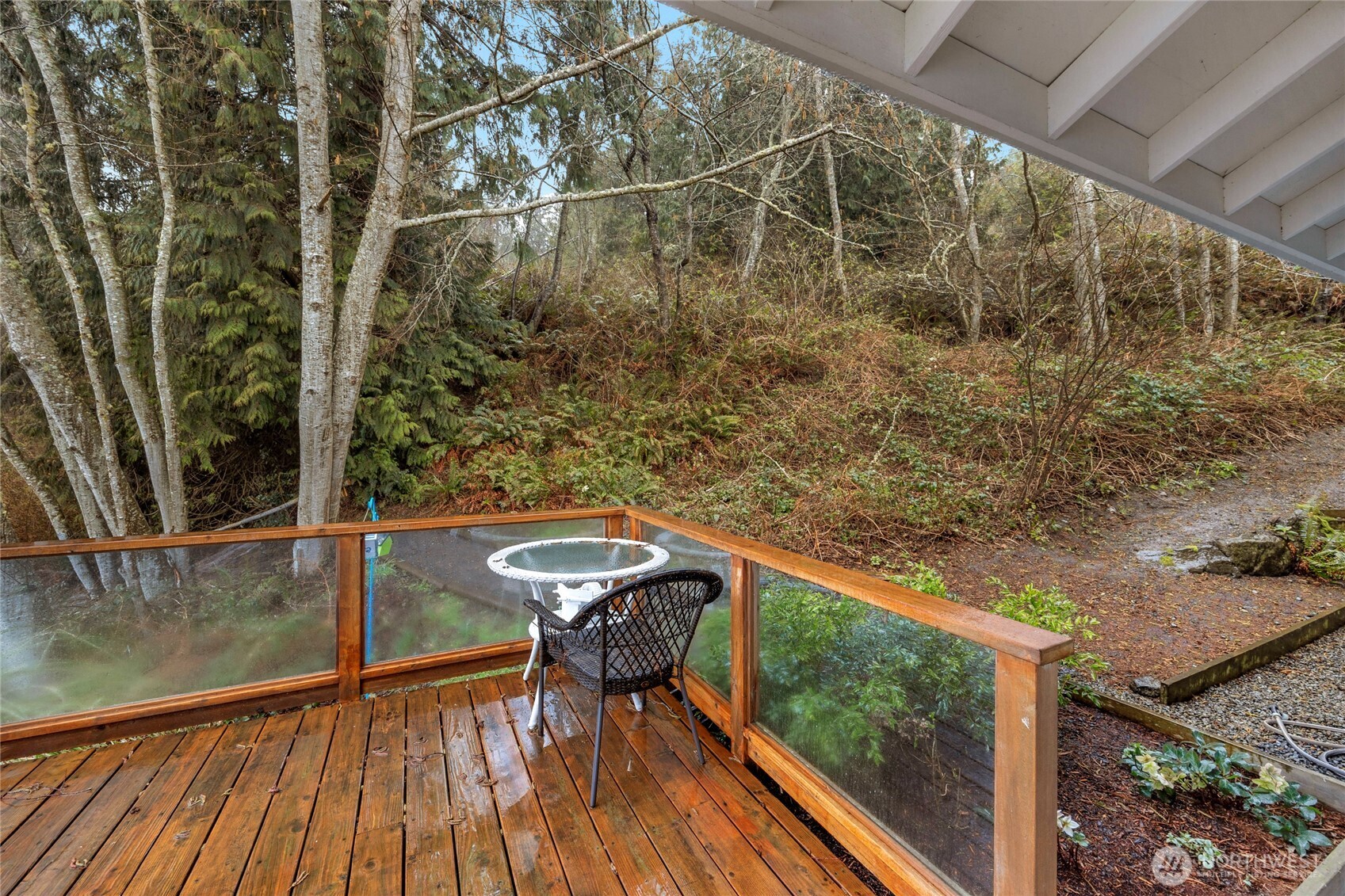 1 Pintail Road Port Ludlow, WA 98365 - Photo 26 of 36 a view of balcony with wooden floor and bench