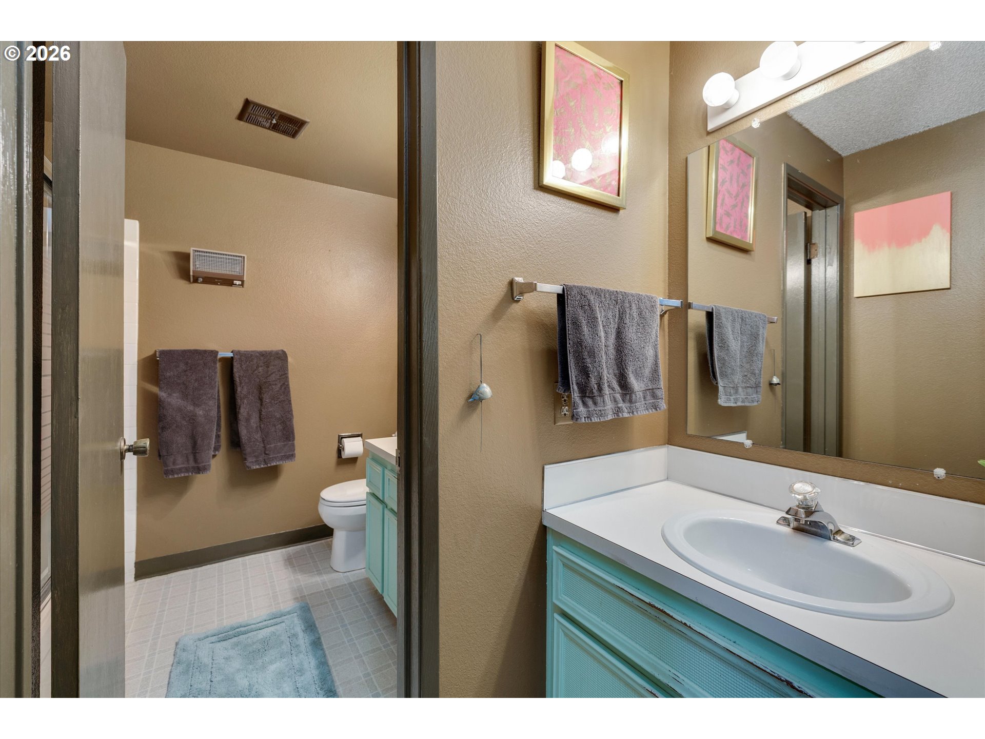 831 Northeast 90th Avenue Portland, OR 97220 - Photo 15 of 25 a bathroom with a sink vanity granite and a mirror