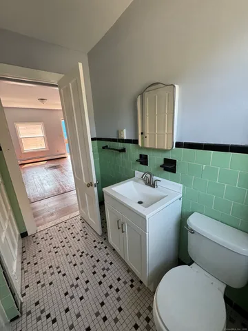a bathroom with a sink a toilet and a shower