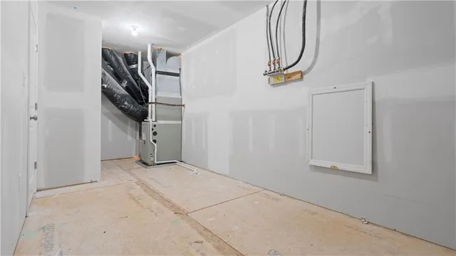 a view of a hallway with closet