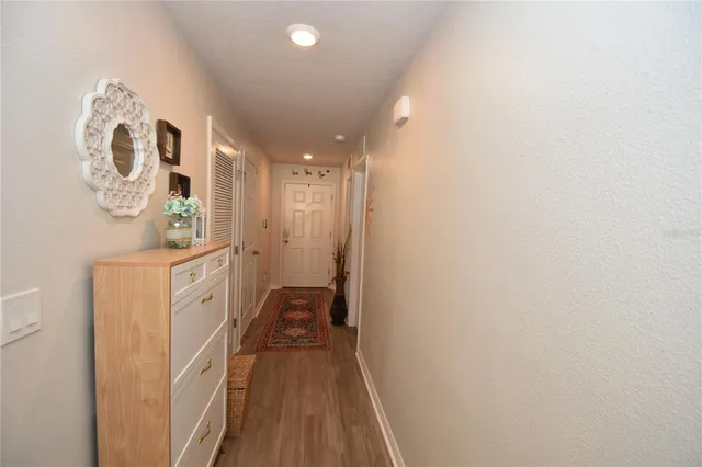 a view of a hallway with elevator