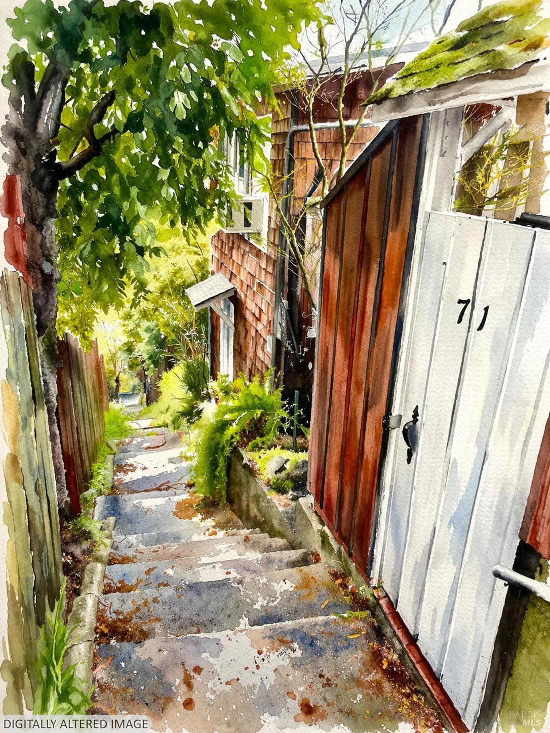 a view of a pathway of a house with a yard