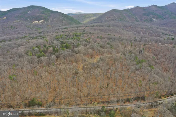 a view of a mountain range with trees in the background