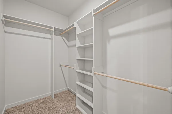 a view of an empty walk in closet