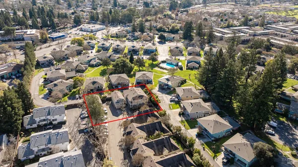 an aerial view of multiple house