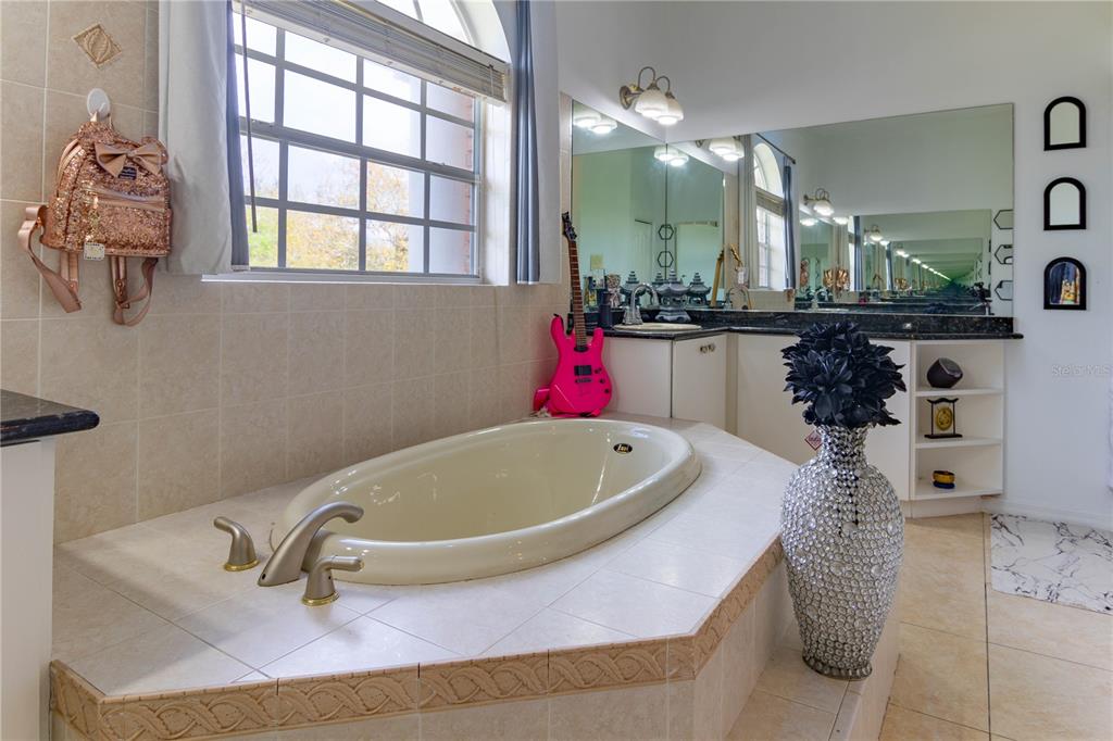 6151 New Osprey Point Weeki Wachee, FL 34607 - Photo 43 of 63 a bathroom with a tub sink and mirror