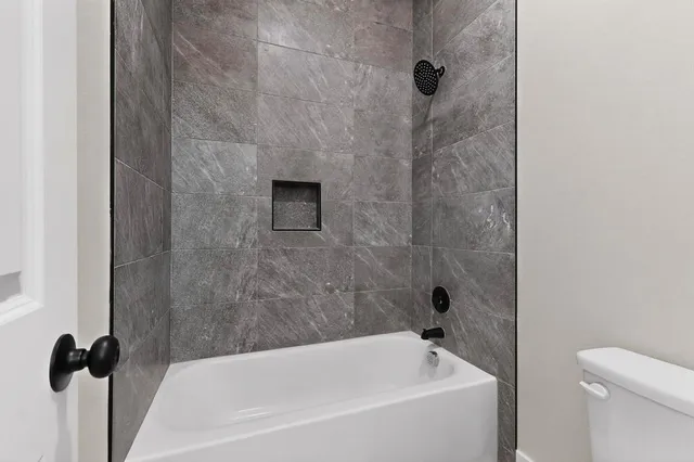 a bathroom with a bathtub