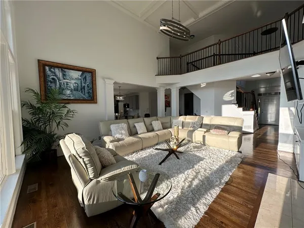 a living room with furniture