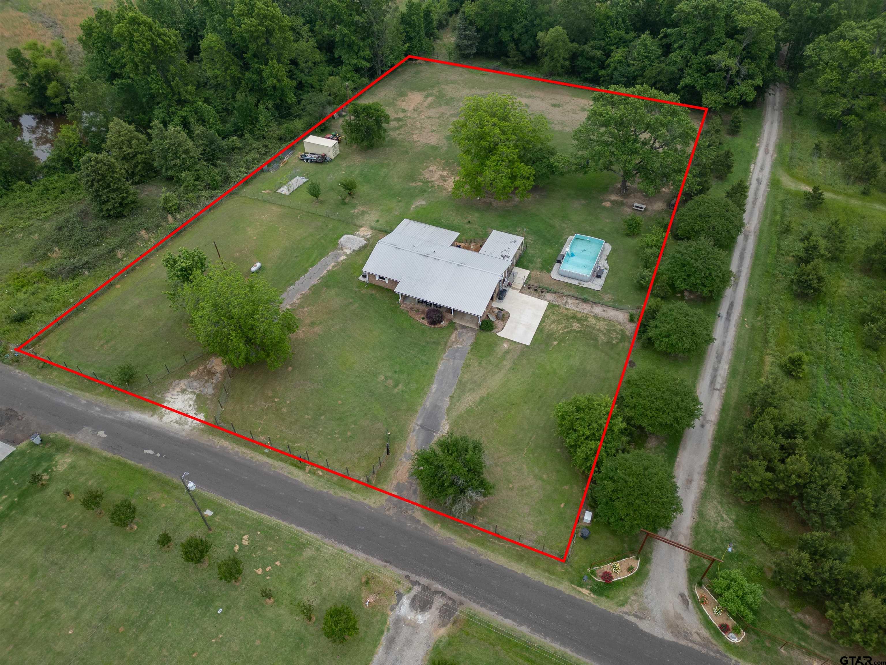 an aerial view of a house