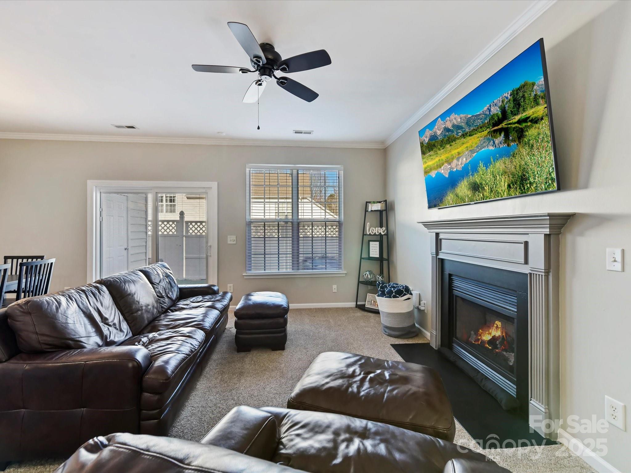 836 Gentlewinds Court Fort Mill, SC 29708 - Photo 14 of 29 a living room with furniture a fireplace and a flat screen tv