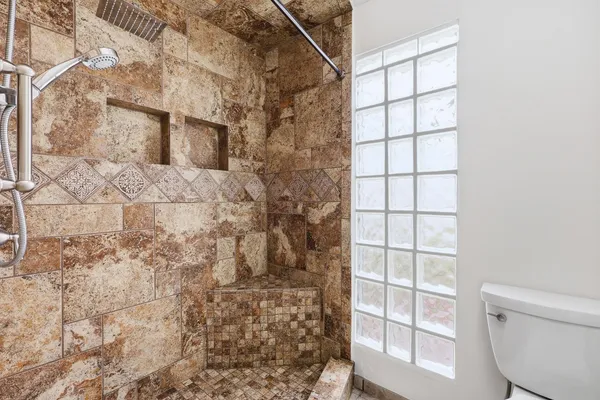 a bathroom with a shower