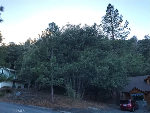 a backyard of a house with wooden fence and trees