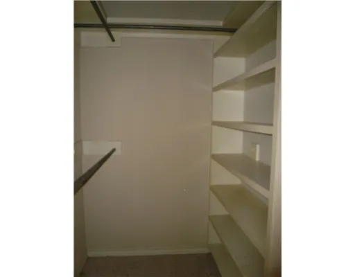 a view of walk in closet with empty racks