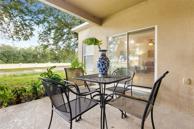 a view of an outdoor space with seating area