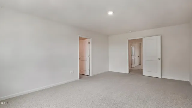 a view of an empty room and closet area