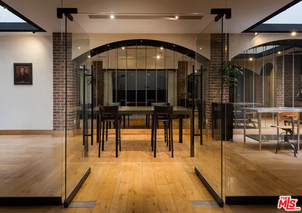 a dining room with furniture