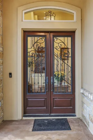 a front view of a door with a door