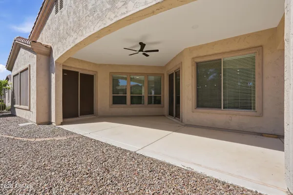 a view of a house with a large window