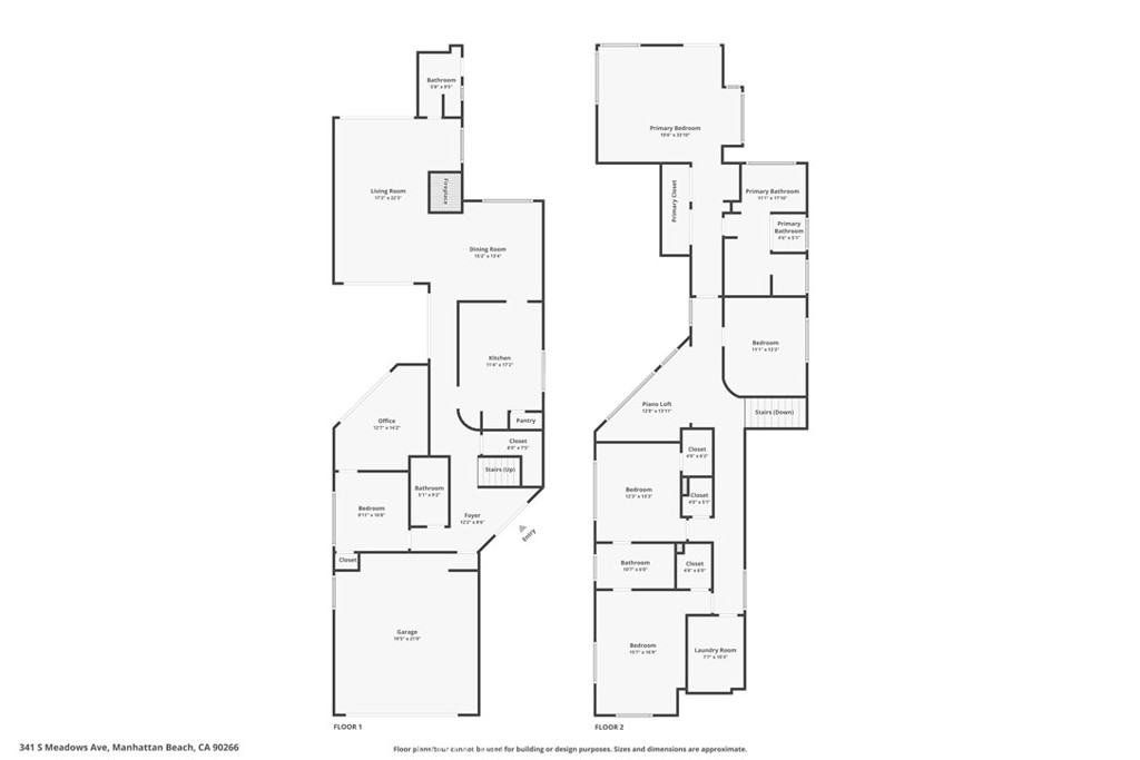 341 S Meadows Manhattan Beach, CA 90266 - Photo 54 of 54 Full Floor Plan-Floor 1 & 2