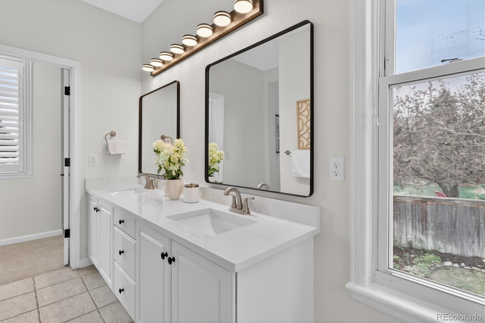 2445 East Lansdowne Court Highlands Ranch, CO 80126 - Photo 28 of 49 a bathroom with a double vanity sink and a mirror