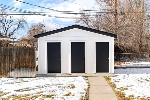 a view of a house with a snow