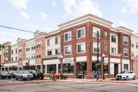 a front view of a building with street
