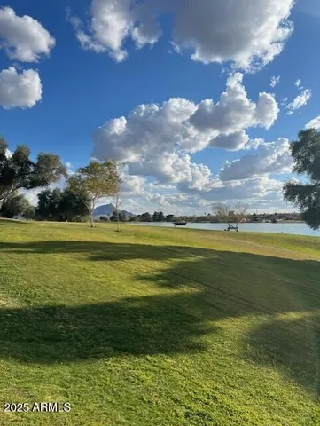 a view of terrace with sunset view